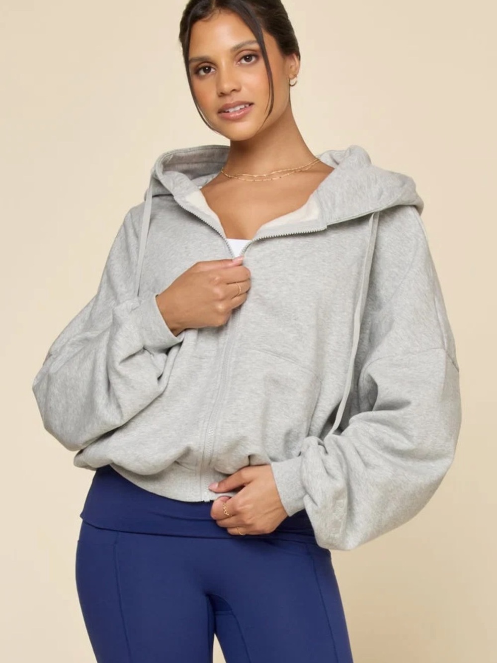 Pop flex Zip Cloud Hoodie - Heather Grey M/L